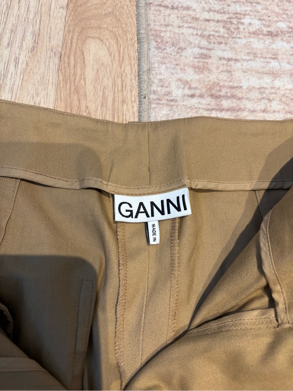 GANNI Herringbone cotton-blend wide-leg pants size 36 - Picture 6 of 9